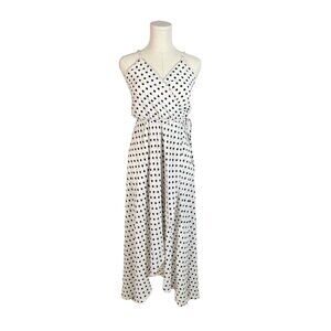 Aqua Black and White Polka Dot Maxi Dress